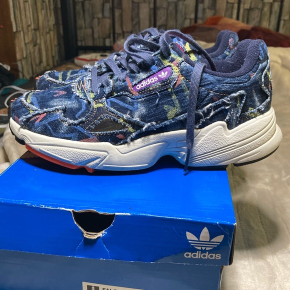 Adidas Falcon W Blue - Graffiti Print Sneakers - Picture 1 of 5